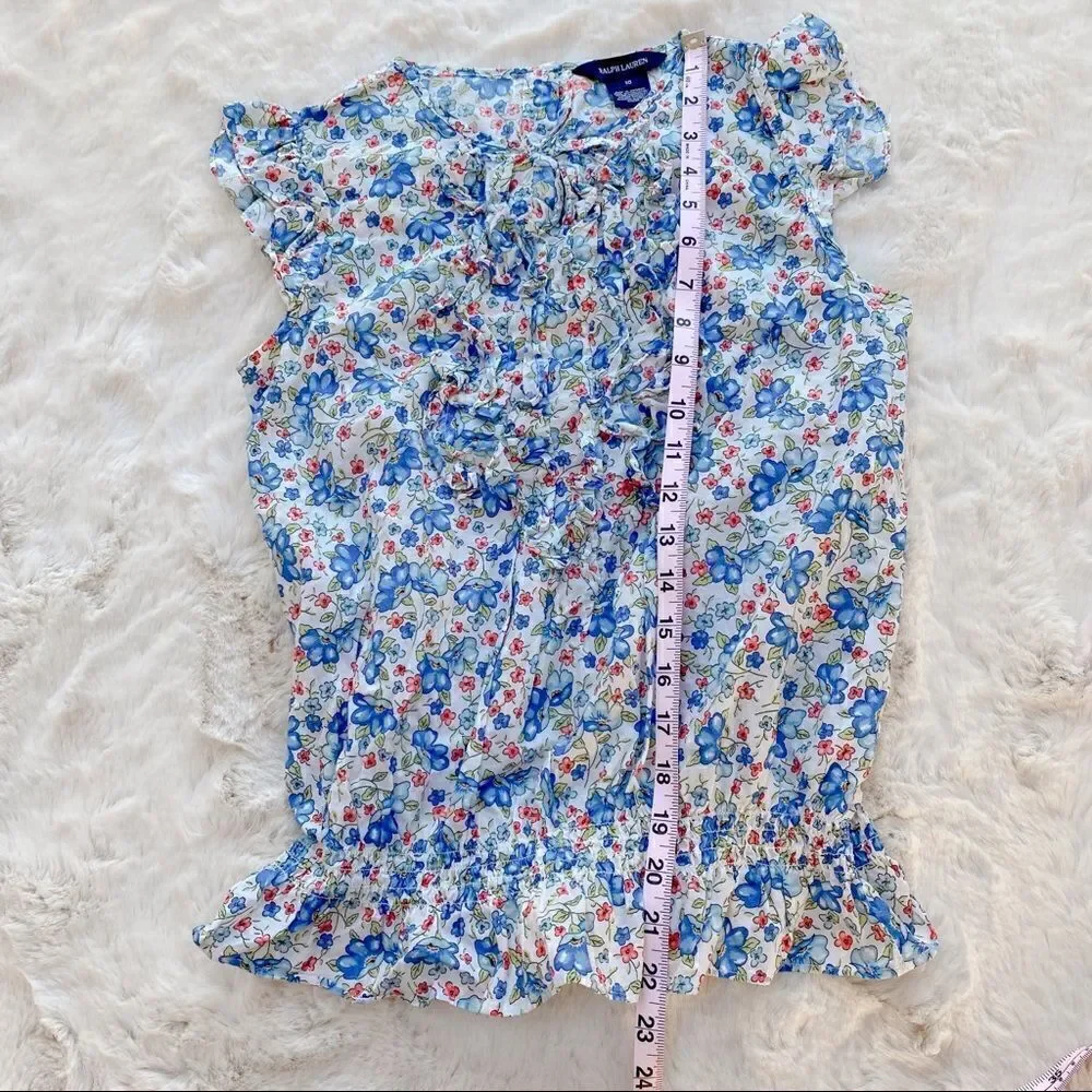 Ralph Lauren Ruffle Sleeveless Floral Top Girl’s 16